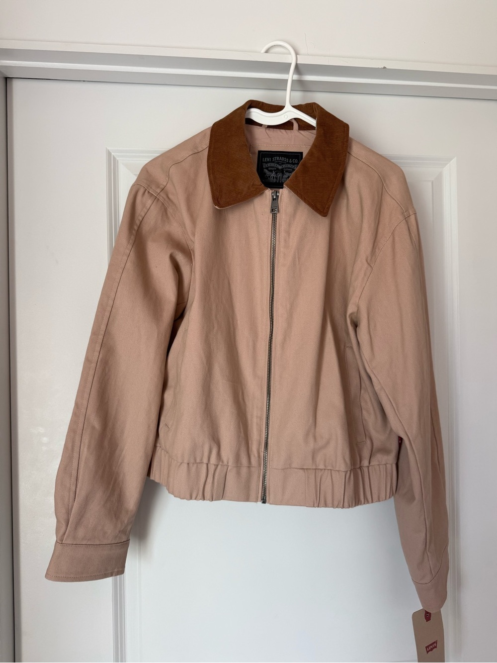 Levi’s Cropped Barn Jacket Pale Pink Brown Corduroy Collar NWT M